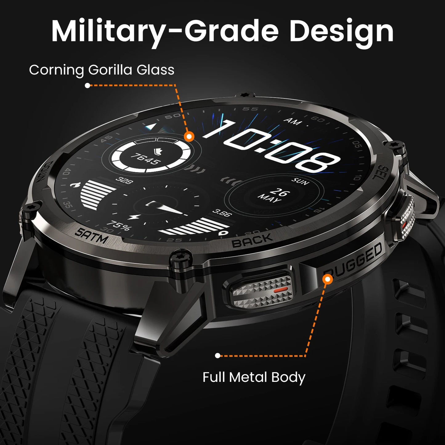 KOSPET Tank T4C Rugged Smartwatch Dual-Band GPS Flashlight Waterproof