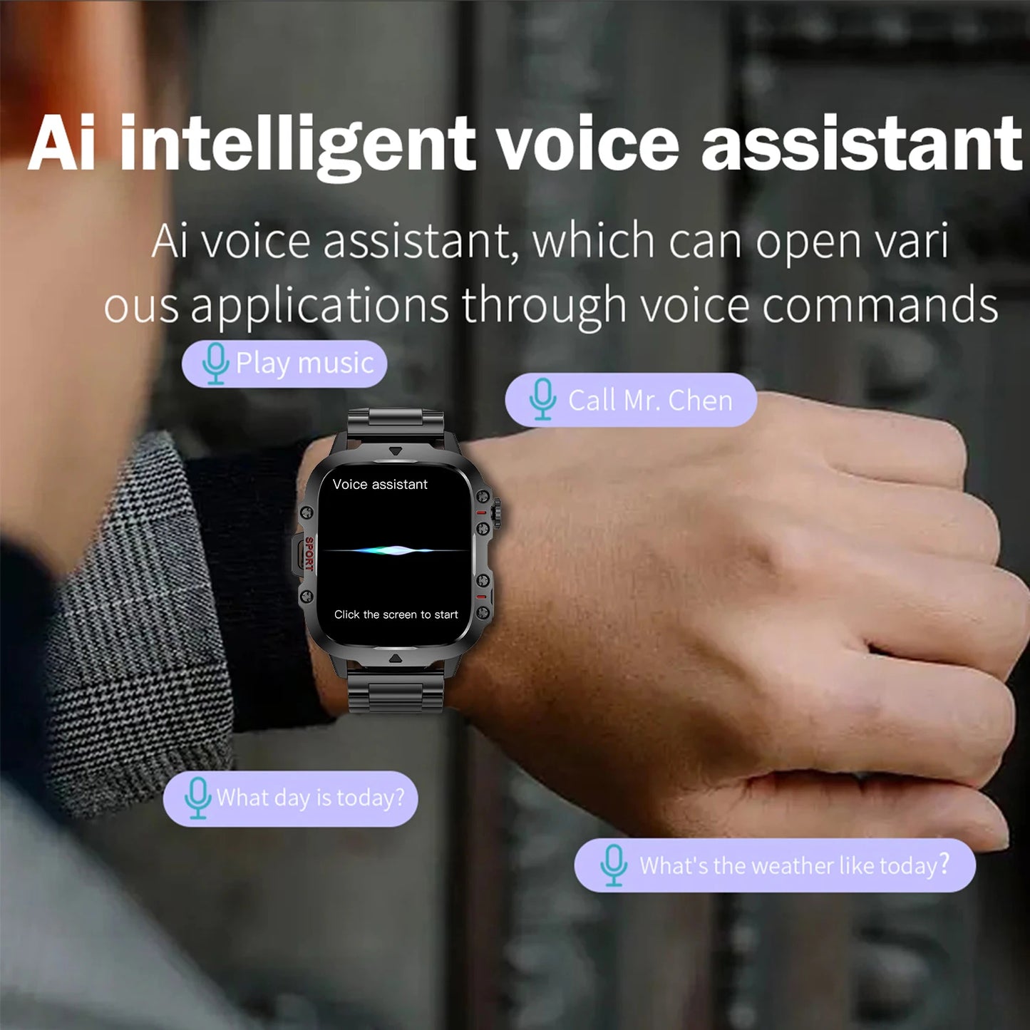 AI Voice Assistant Smart Watch With Bluetooth Calls and Tracking
