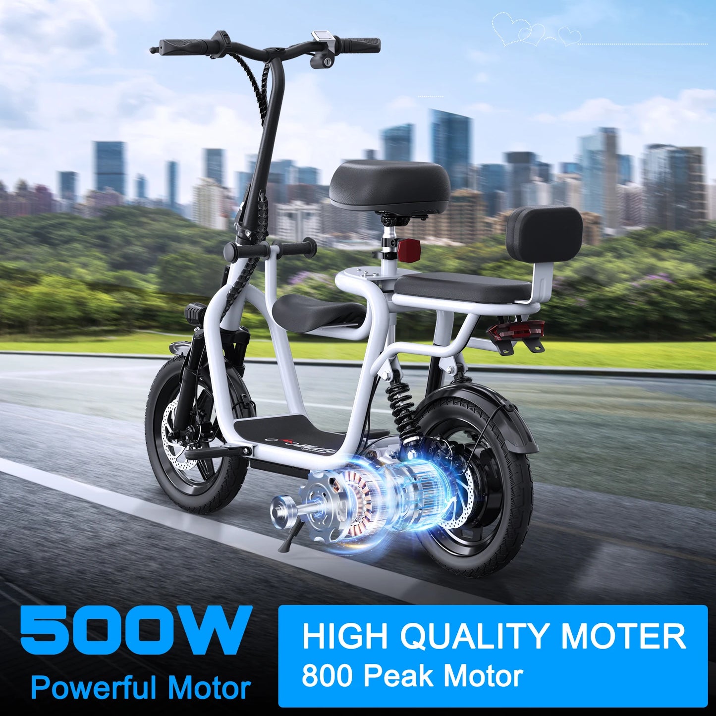 EILLEO SPACEWALK Electric Scooter Seat, 36V 500W, 20 Mile Range