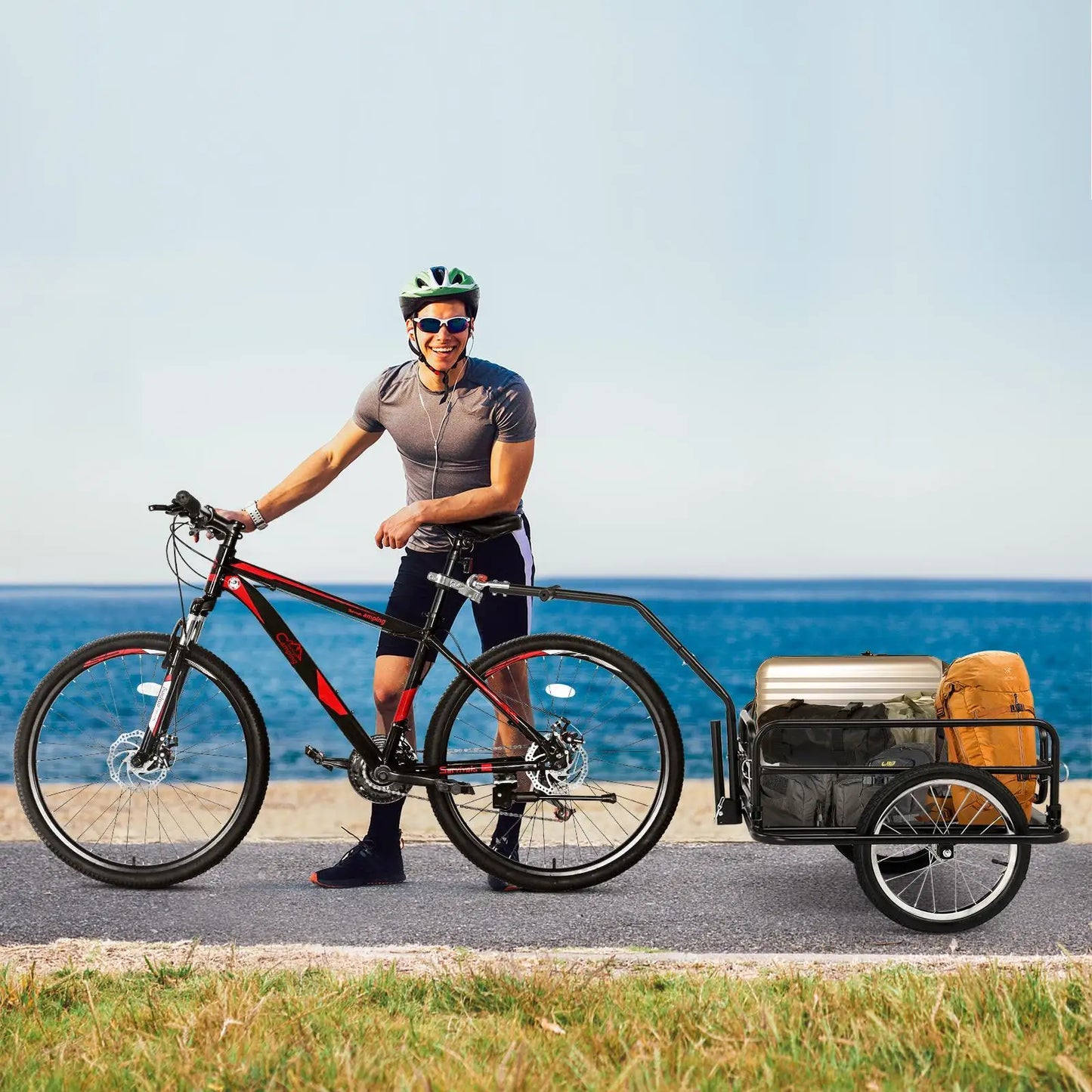 Bike Cargo Trailer Carrier With Hitch For Bicycle And Luggage