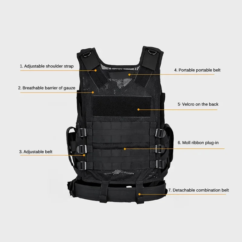 Tactical Molle Vest Adjustable Combat Body Armor Gear