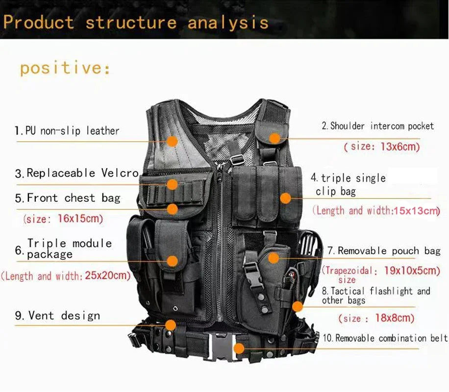 Tactical Molle Vest Adjustable Combat Body Armor Gear