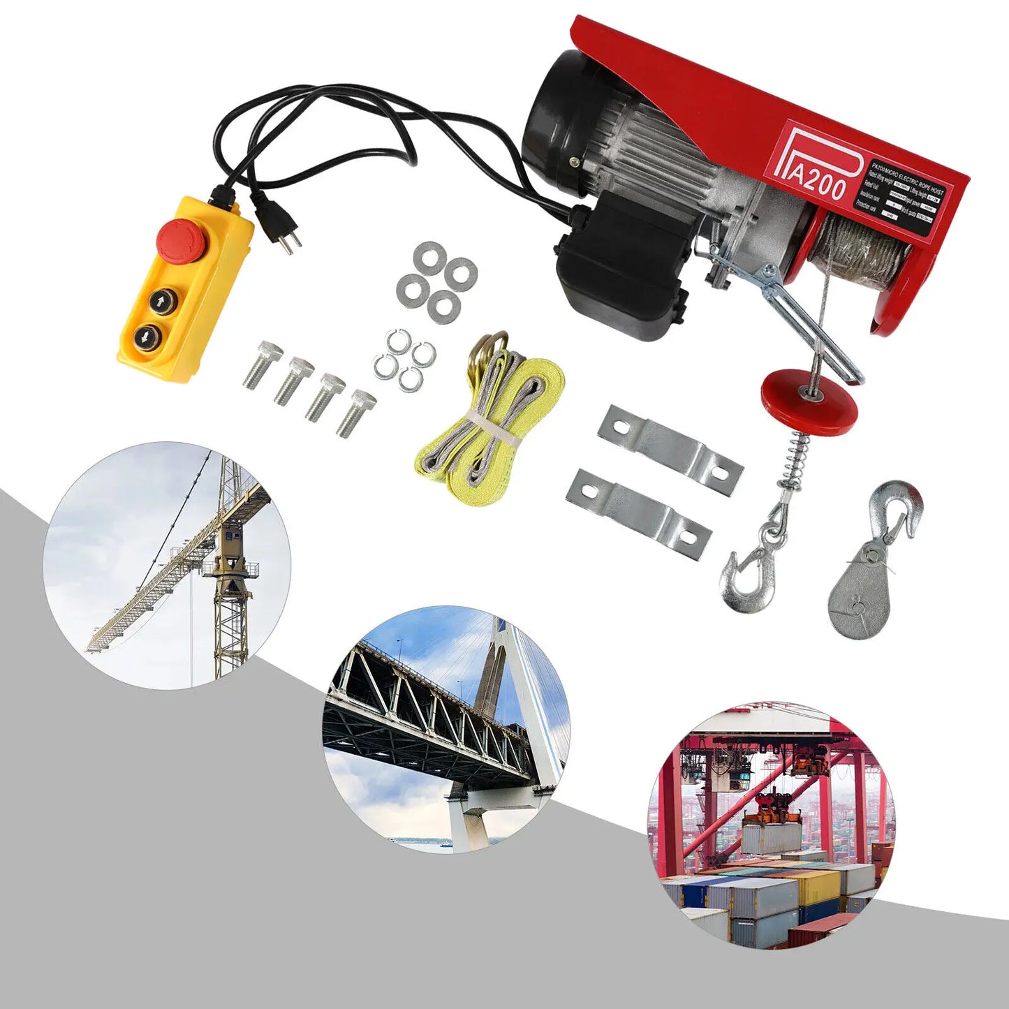 2-Ton Electric Hoist Winch With Remote Control 110V