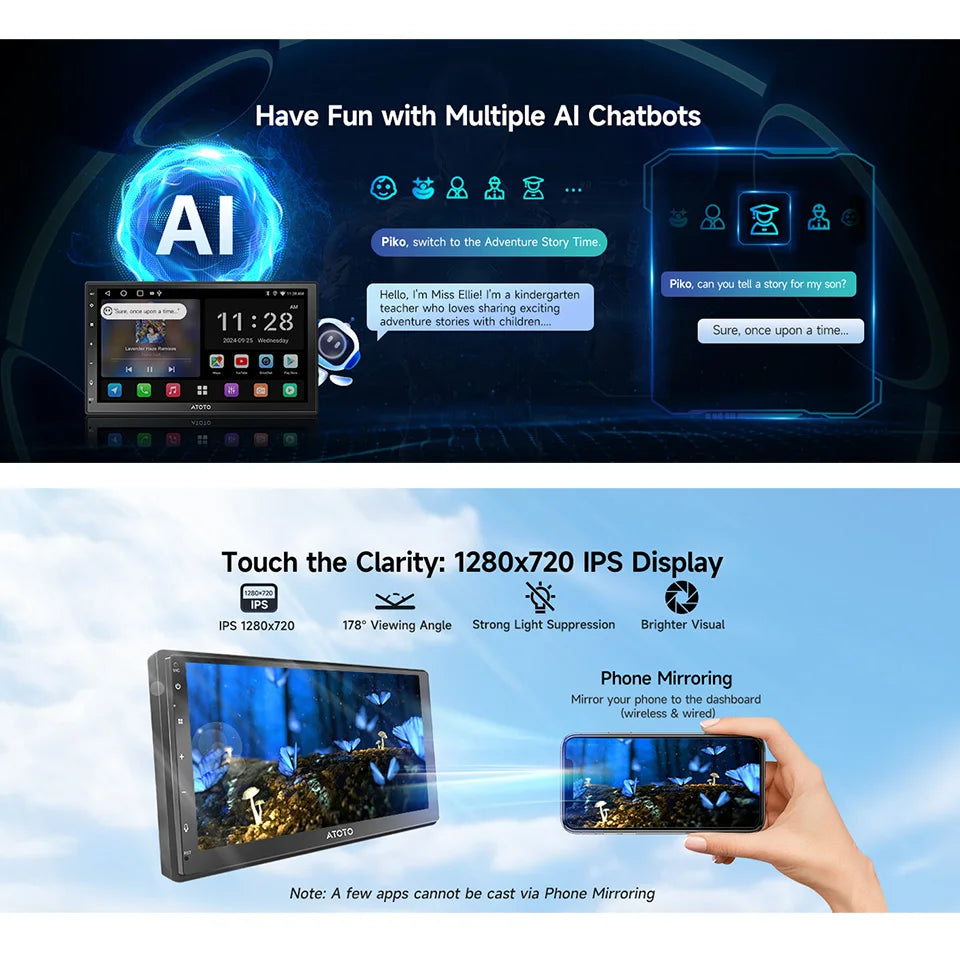 Atoto Android Car Multimedia Player With CarPlay Android Auto Bluetooth