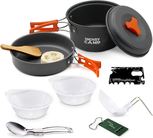 Camping Cookware Mess Kit With Stove All In One Portable