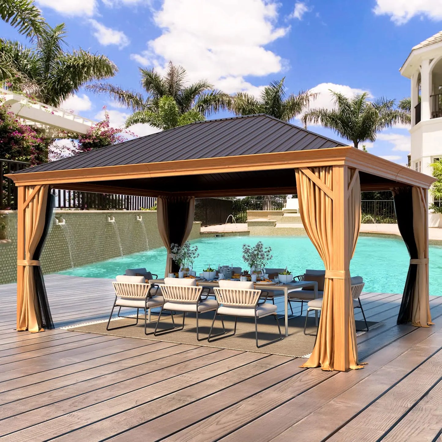 Hardtop Gazebo With Galvanized Steel Frame And Aluminum Roof