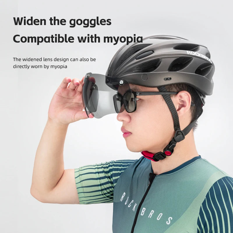ROCKBROS Cycling Helmet With Integrated Goggles For MTB Road