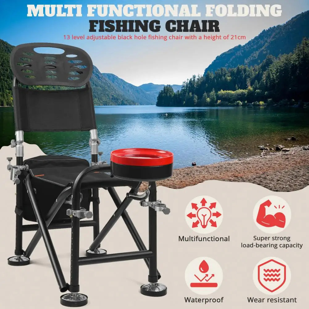 Folding Fishing Deck Chair With Backrest And Rod Holder
