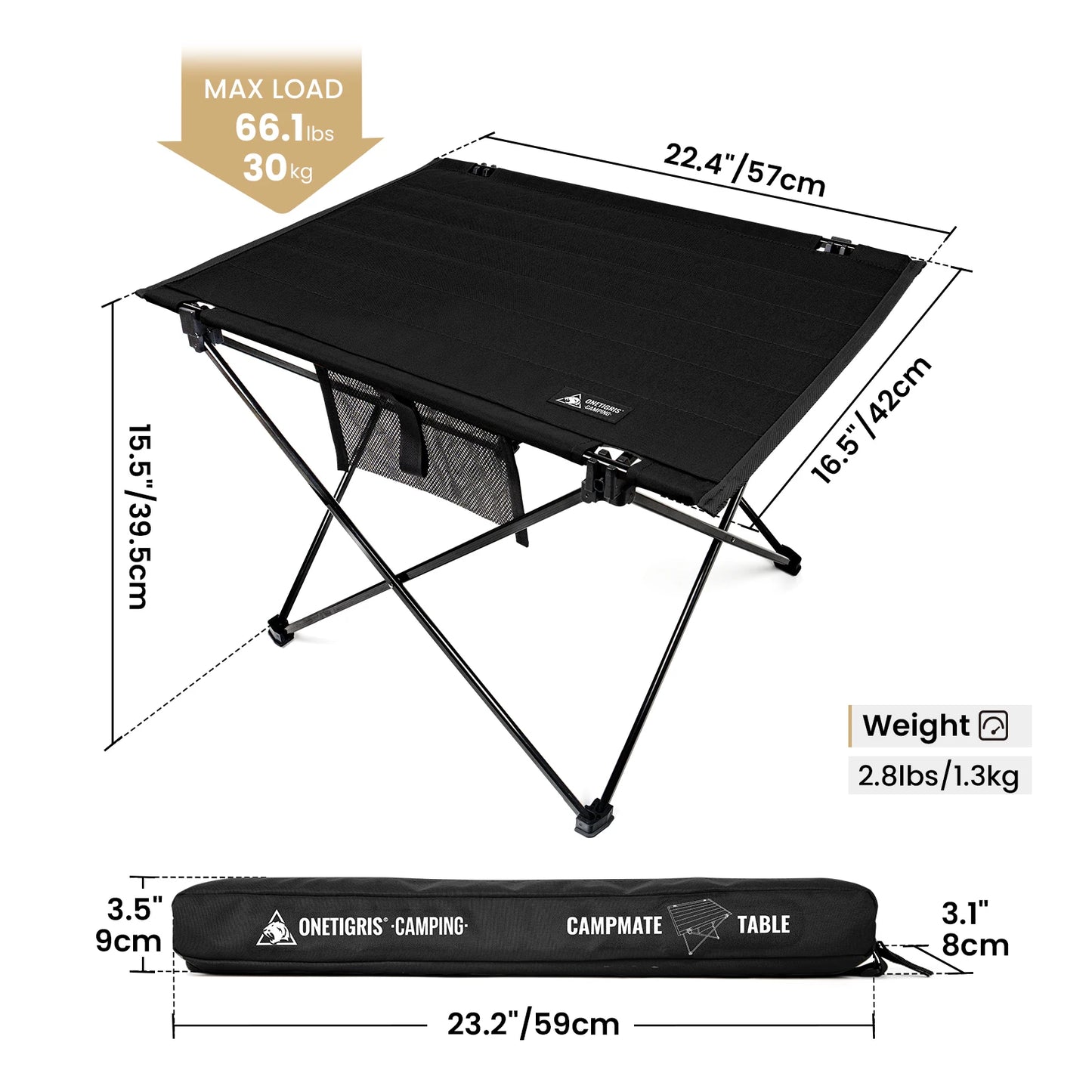 Onetigris Ultralight Camping Folding Table Outdoor Dining Desk
