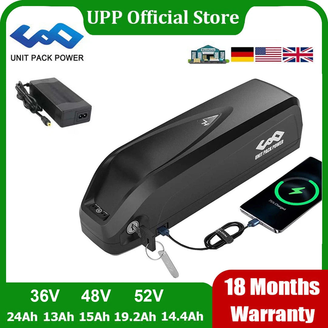 UNITPACKPOWER Ebike Battery 36V 48V 52V 20Ah for Bafang