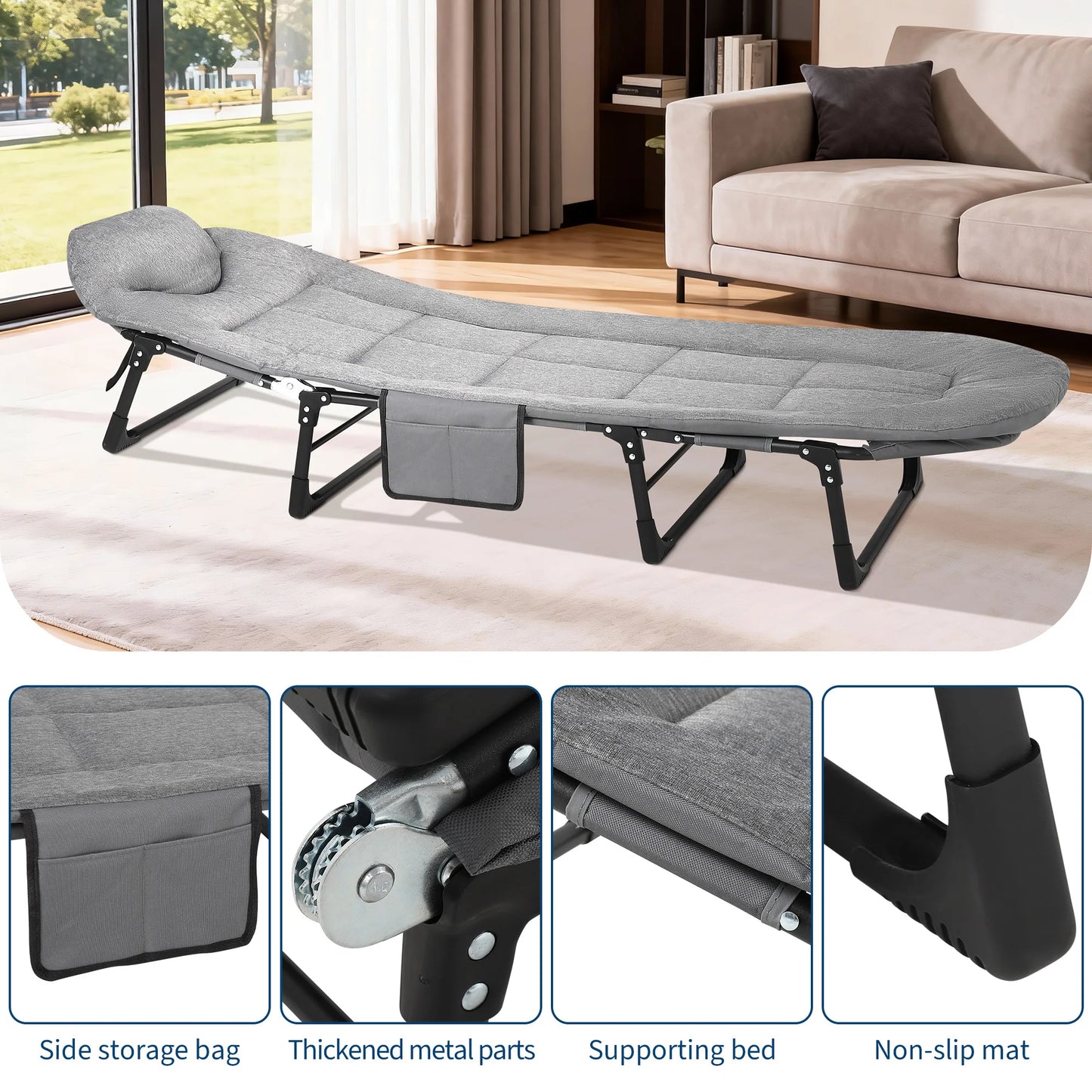 TWISTER.CK Portable Folding Bed With Cushion And Pillow For Camping
