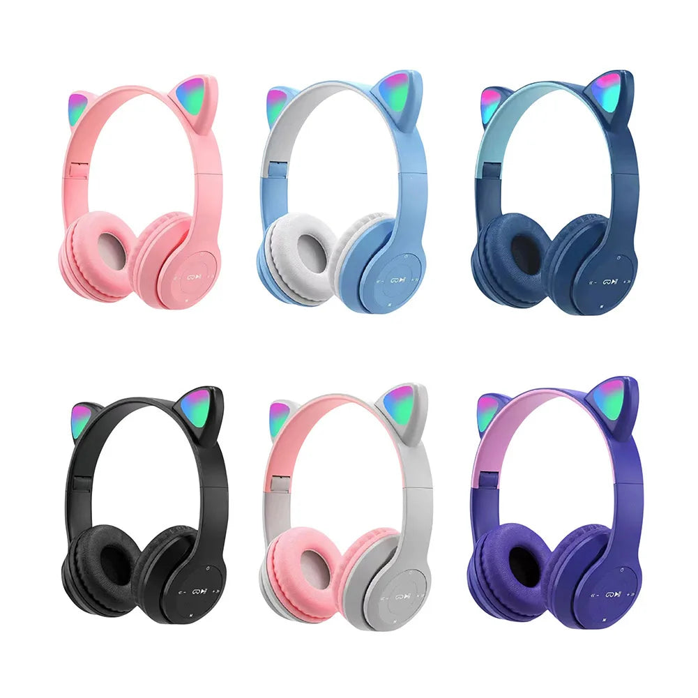 Wireless Cat Ear Headphones Bluetooth Five Point Zero Over-Ear Glow