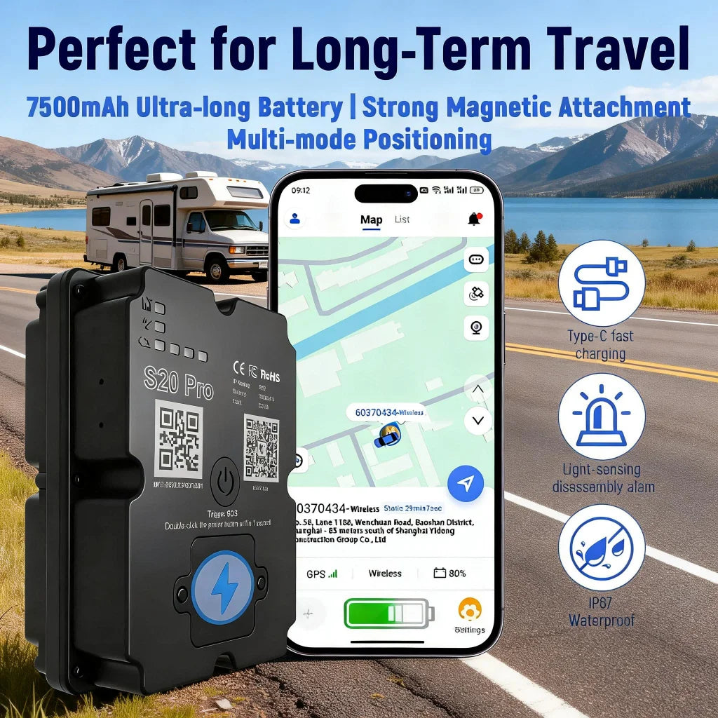 Wanwaytech 4G GPS Tracker For Van Life Motorhome Real-Time Tracking