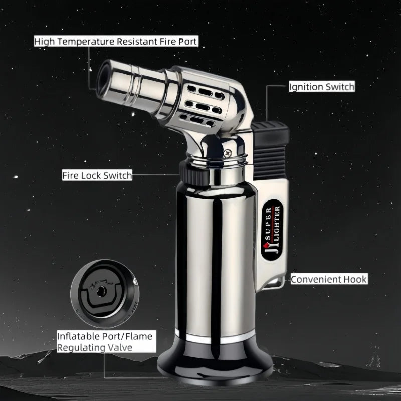 TopFlames Metal Windproof Jet Flame Gas Lighter Refillable Torch BBQ