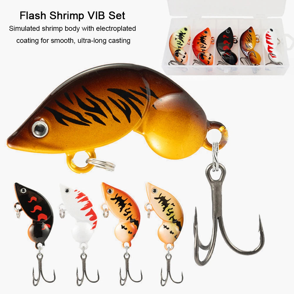 APWIKOGER 5Pcs Treble Hooks Swimbait Shrimp Lure Set
