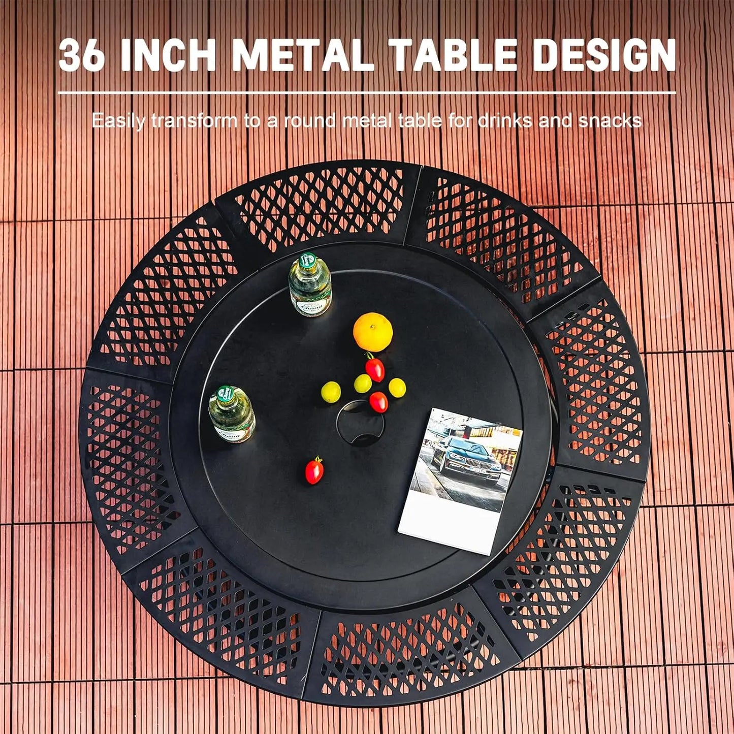 Verdeluxe Outdoor Fire Pit With Grills And Lid For Outdoors