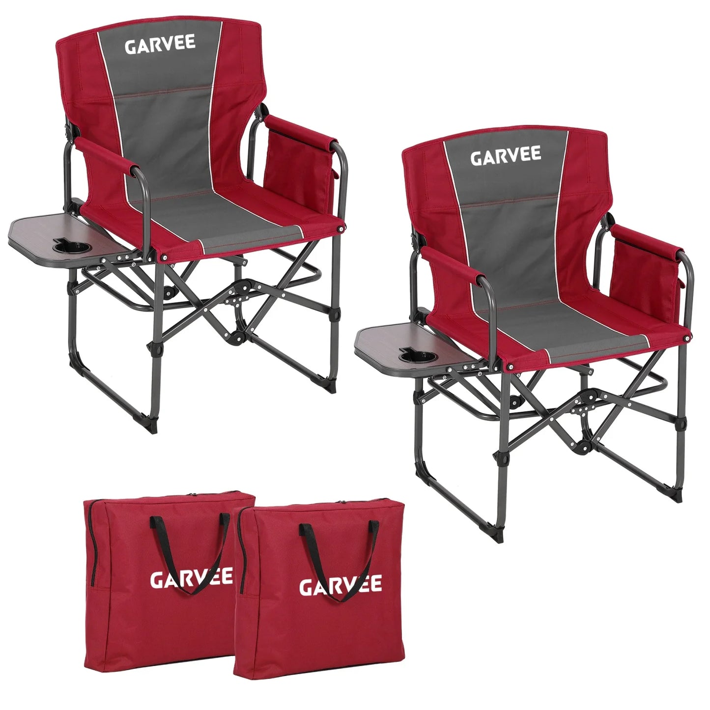 HiMISS Heavy Duty Folding Directors Chair With Cup Holder And Side Table