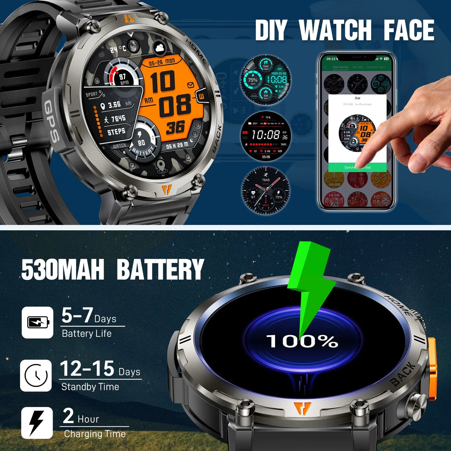EIGIIS KE3 Smartwatch for Men With Heart Rate Monitor