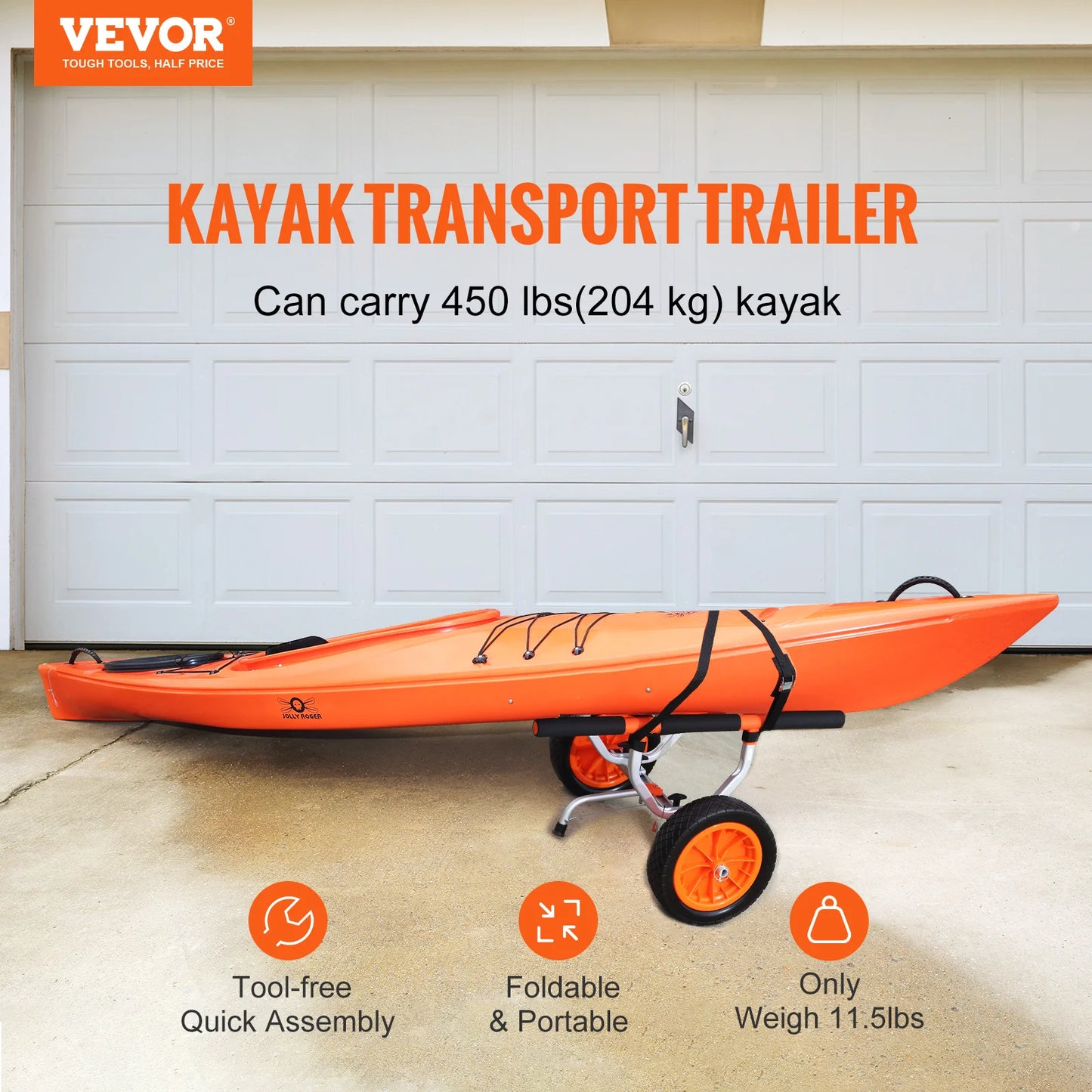 Kayak Cart Detachable Canoe Trolley For Paddleboards Boats