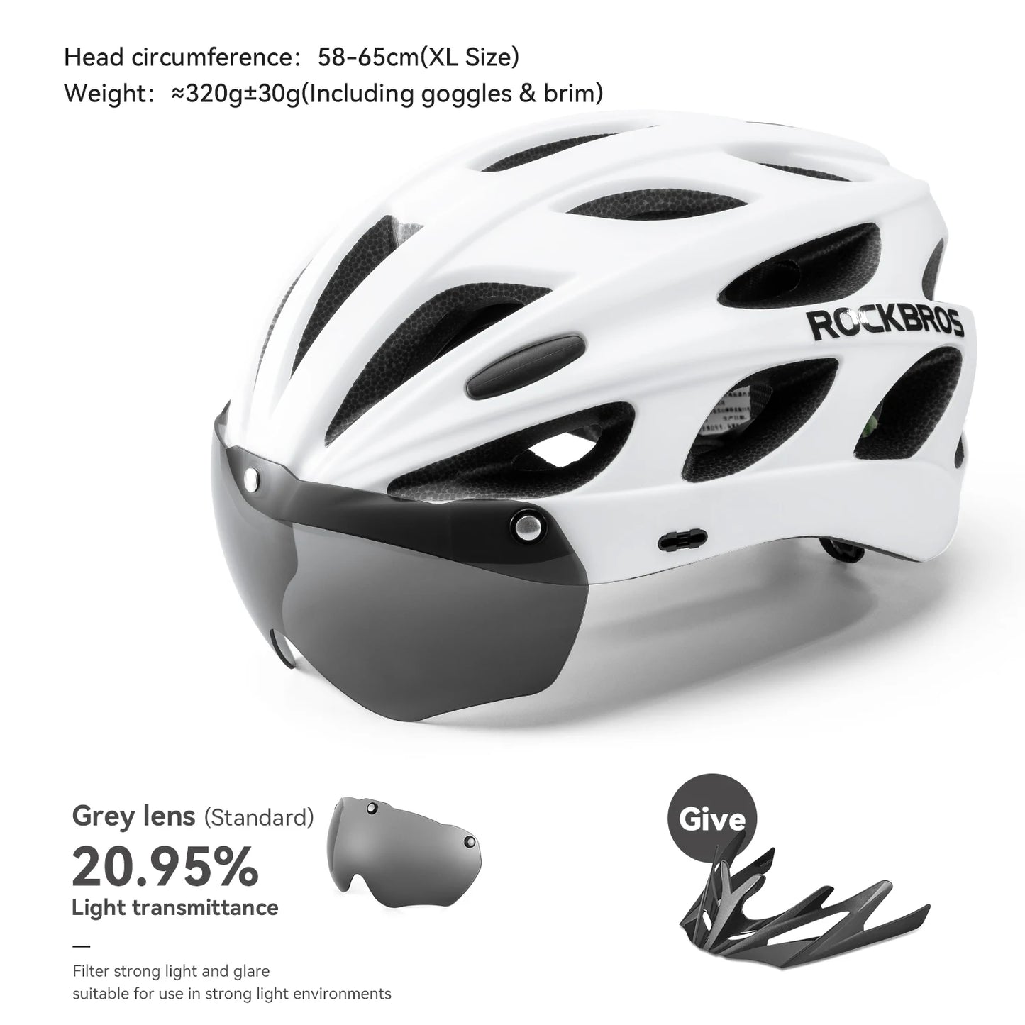 ROCKBROS Cycling Helmet With Integrated Goggles For MTB Road