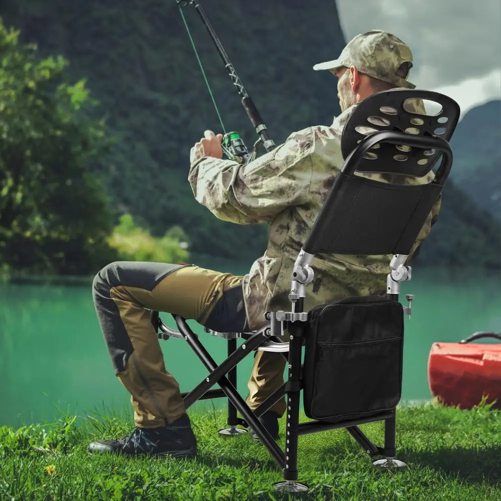 Folding Fishing Deck Chair With Backrest And Rod Holder