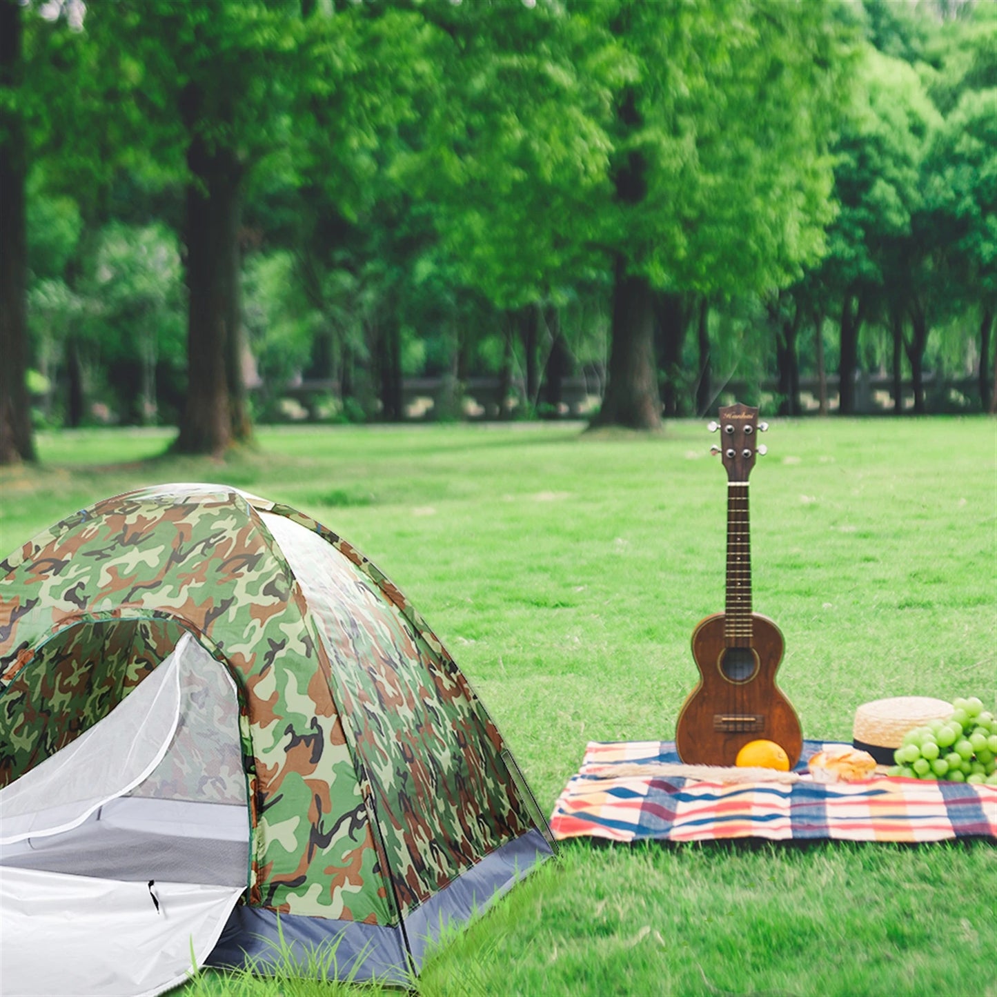 3-4 Person Camping Dome Tent Waterproof Uv Proof Silver Coated Polyester