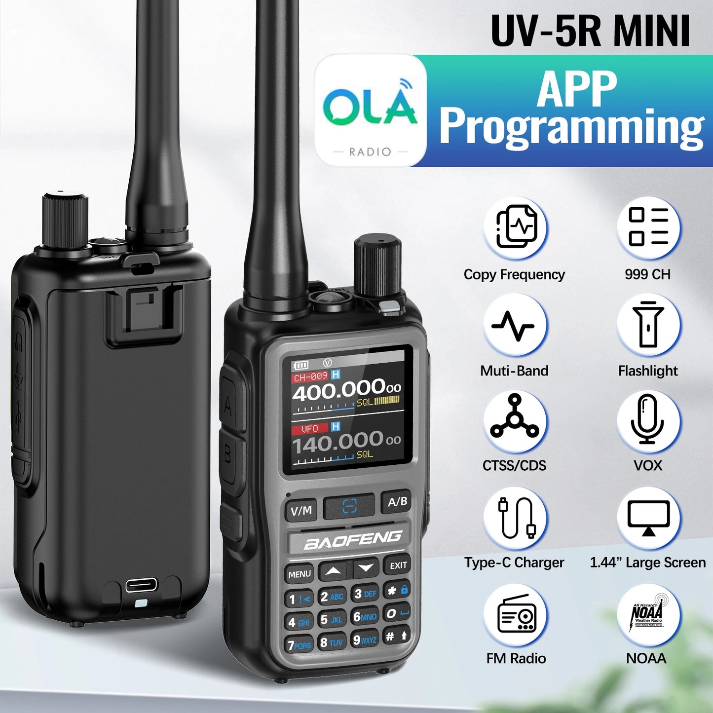 Baofeng UV-5R Mini Walkie Talkie Bluetooth Two-Way Radio