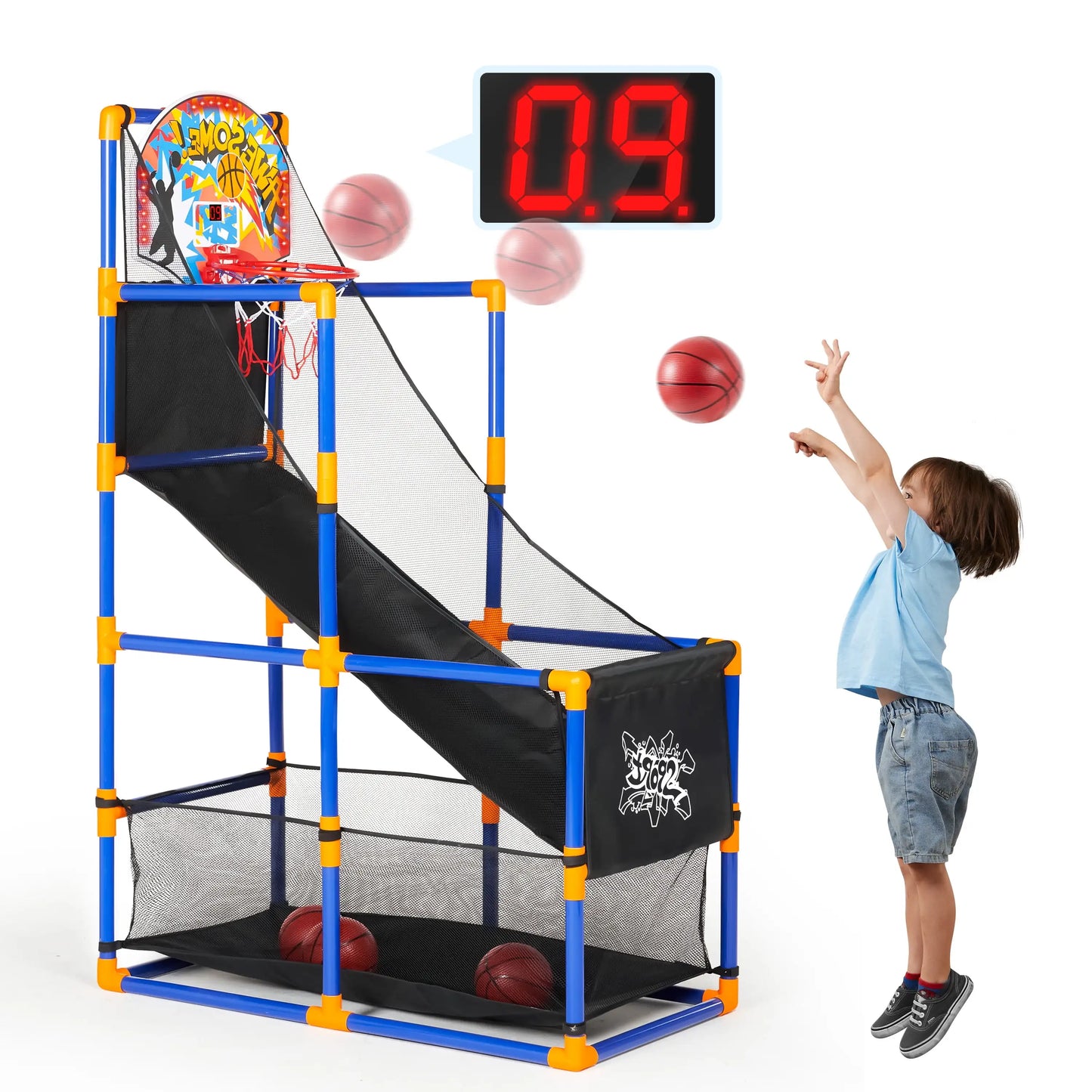 Joyfy LED Scoring Arcade Basketball Game With Four Balls And Adjustable Stand