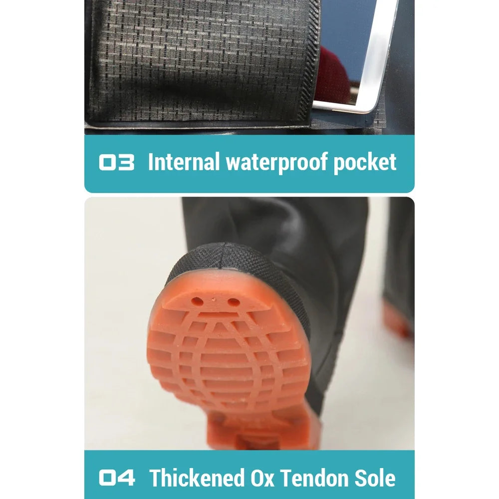 PVC Anti-Slip Chest Waders With Boots For Fishing Durable
