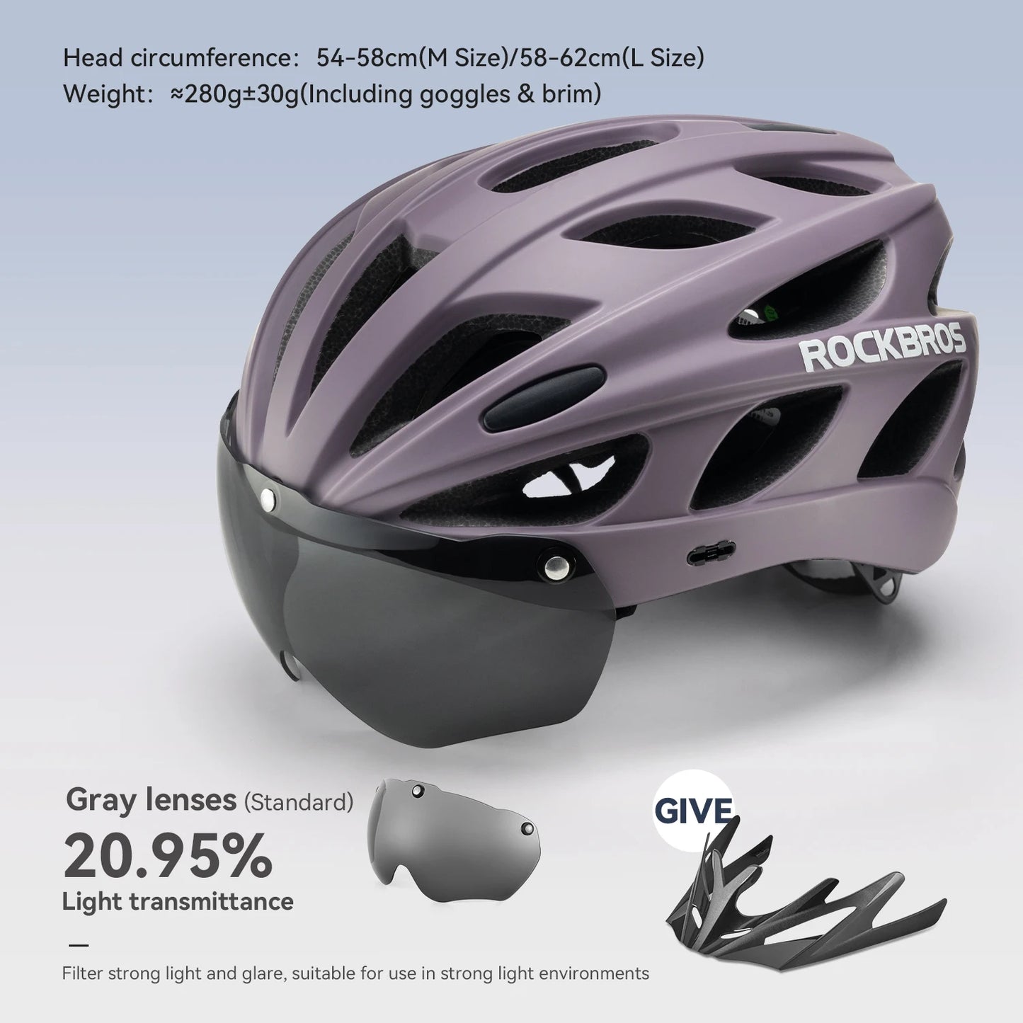 ROCKBROS Cycling Helmet With Integrated Goggles For MTB Road
