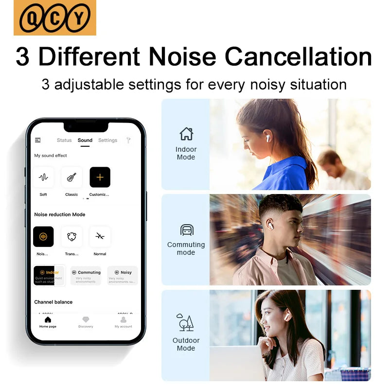 QCY HT05 ANC Wireless Earbuds With 40dB Noise Cancellation Bluetooth 5.2