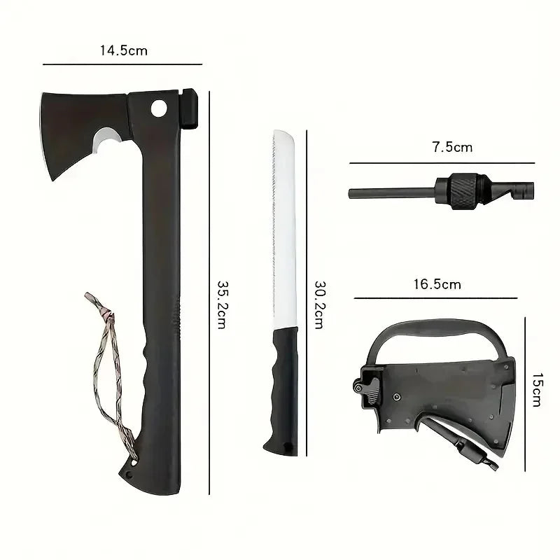 Doom Blade Camping Hatchet With Serrated Saw And Fire Starter