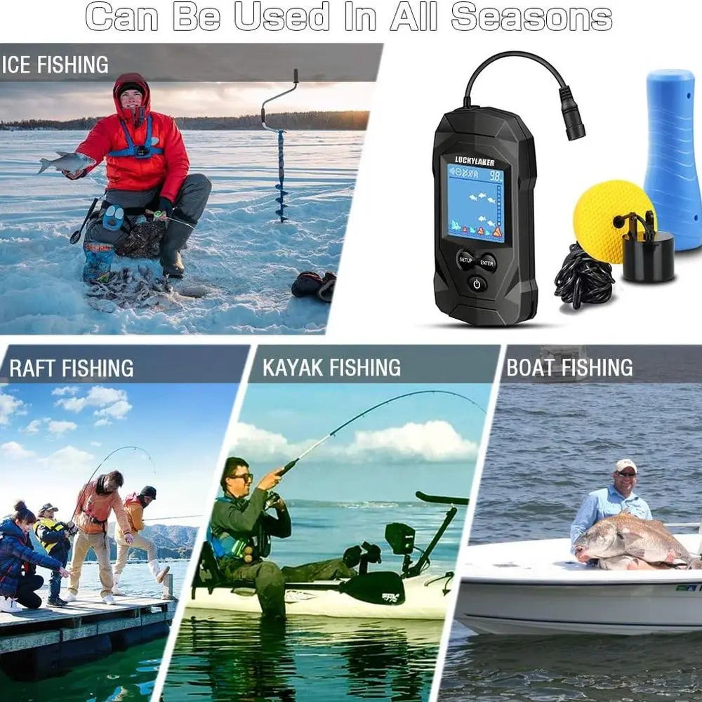 Depth Handheld Fish Finder With Transducer LCD Monitor