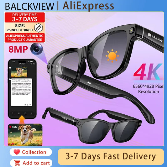 Blackview BV100 AI Smart Glasses With 2K Camera And Bluetooth