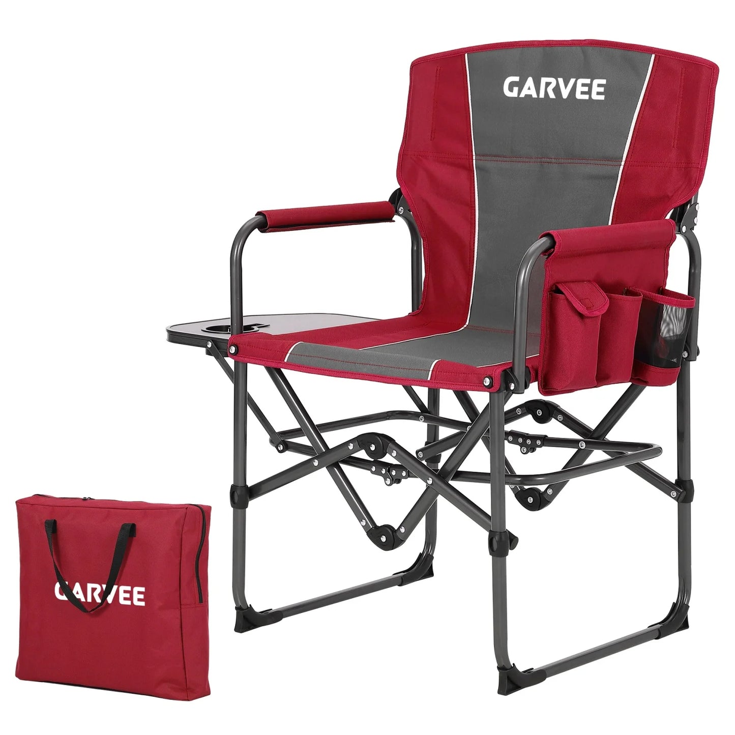 HiMISS Heavy Duty Folding Directors Chair With Cup Holder And Side Table