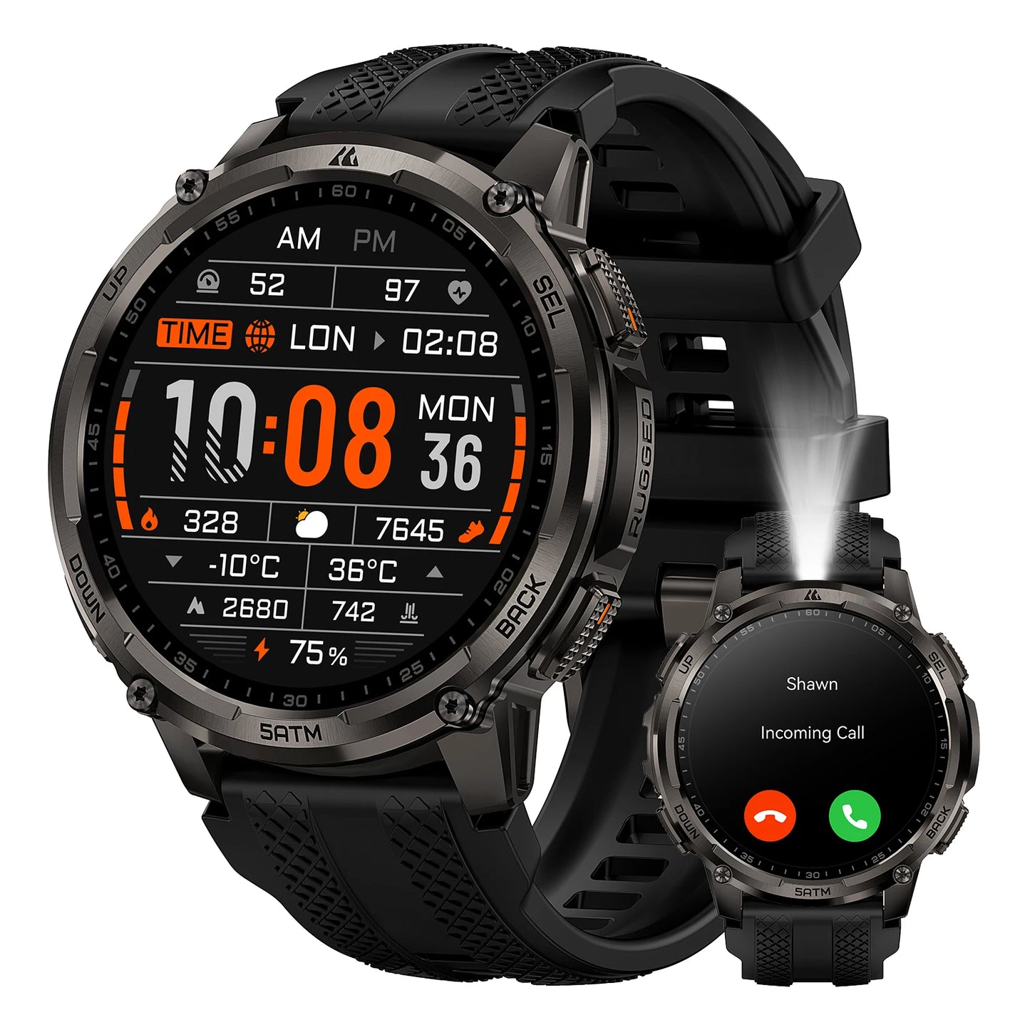 KOSPET Tank T4C Rugged Smartwatch Dual-Band GPS Flashlight Waterproof