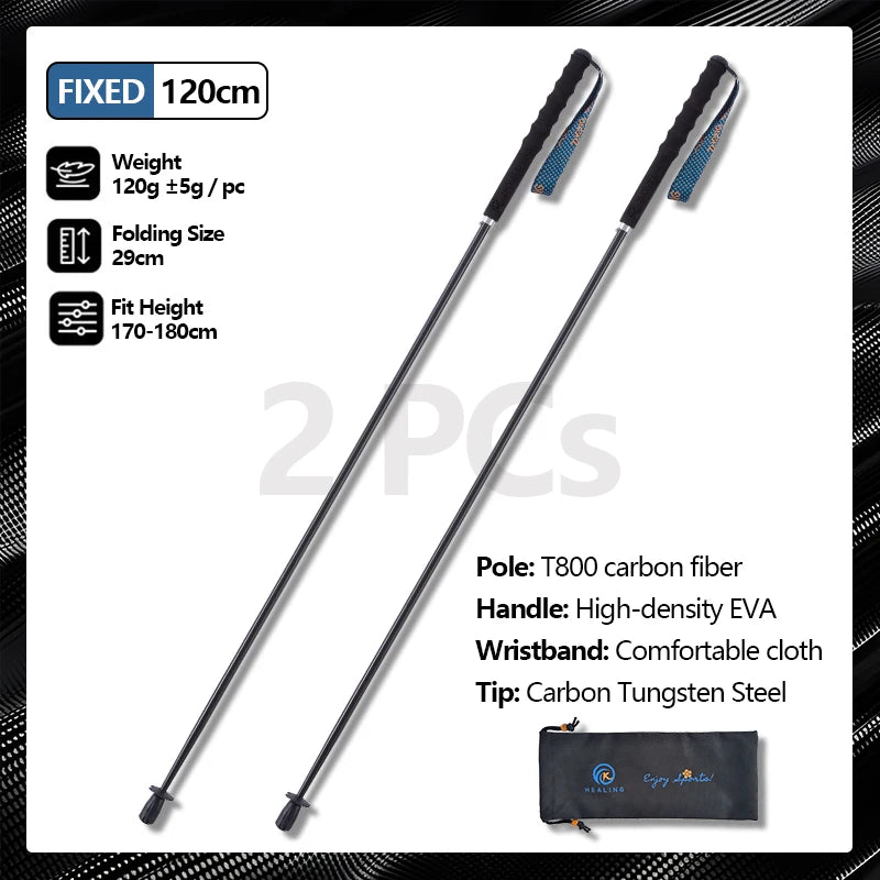 OKHEALING T800 Carbon Fiber Trekking Poles Lightweight Collapsible