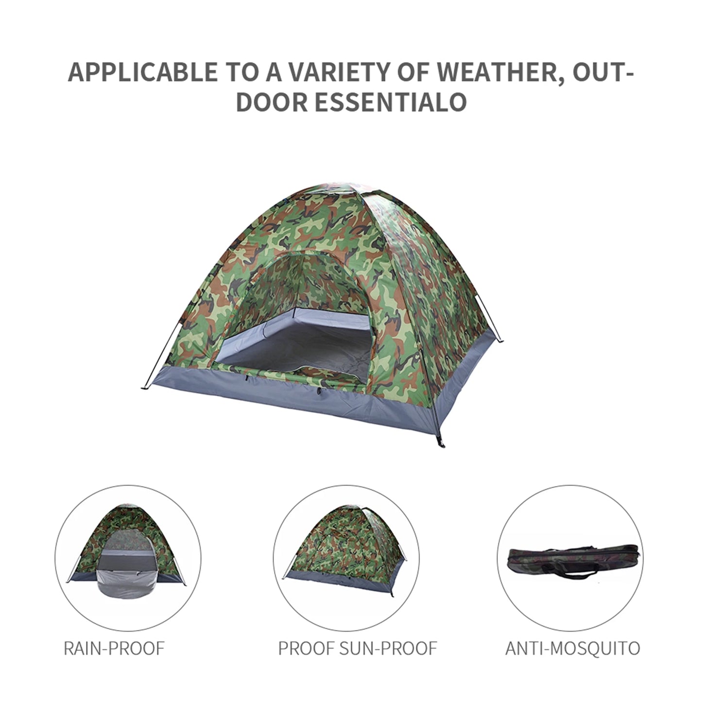 3-4 Person Camping Dome Tent Waterproof Uv Proof Silver Coated Polyester