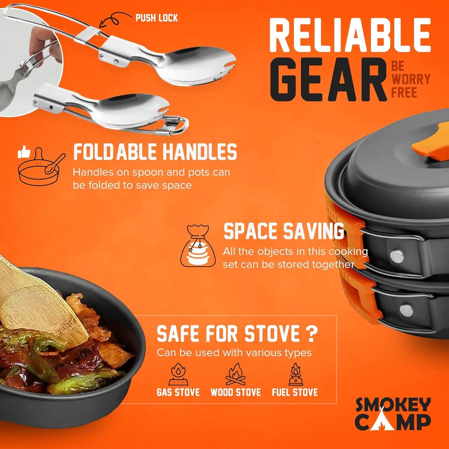 Camping Cookware Mess Kit With Stove All In One Portable