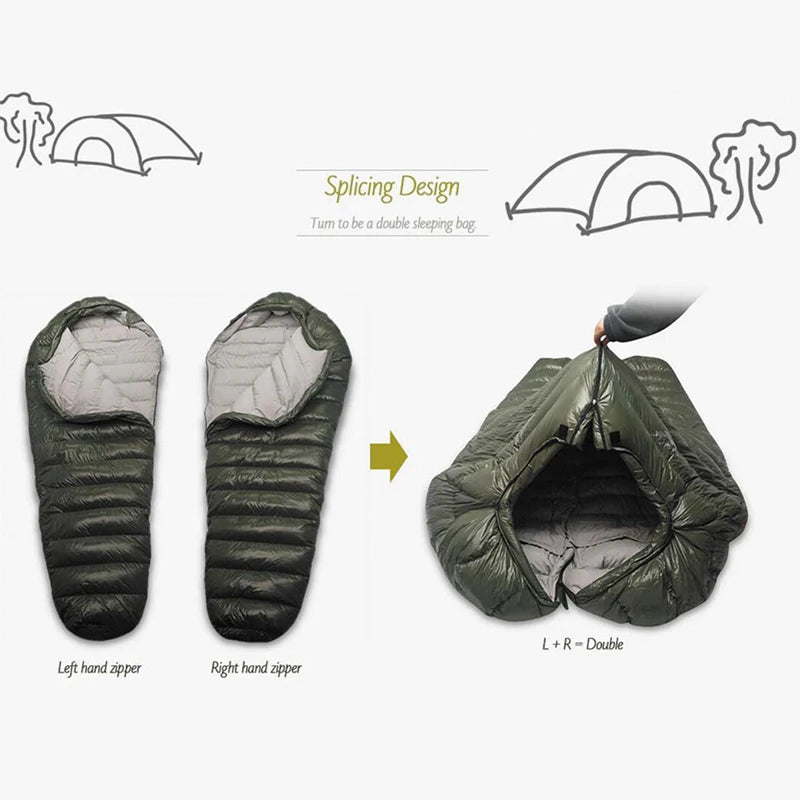 Kamperbox Cold Temperature Winter Down Sleeping Bag For Camping