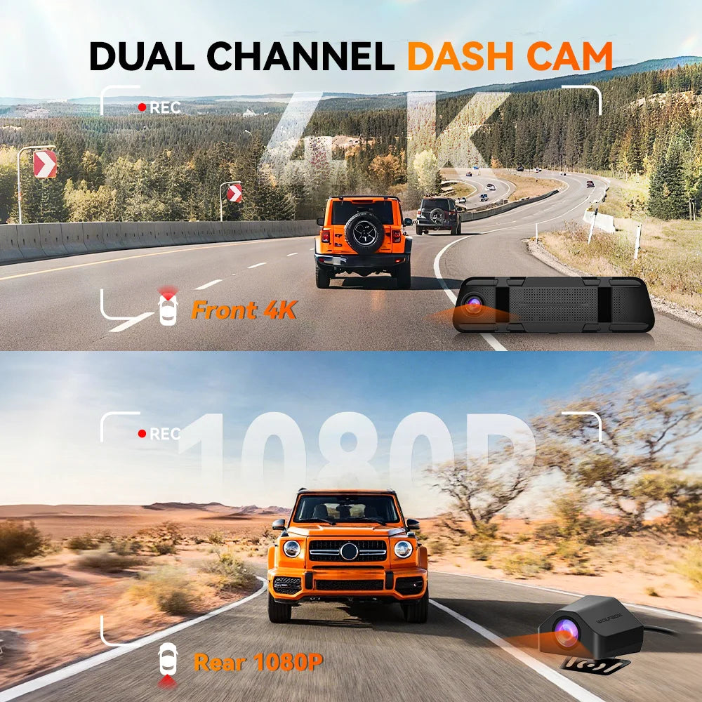 WOLFBOX M40 Dash Cam 4K Front and Rear Vehicle Recorder