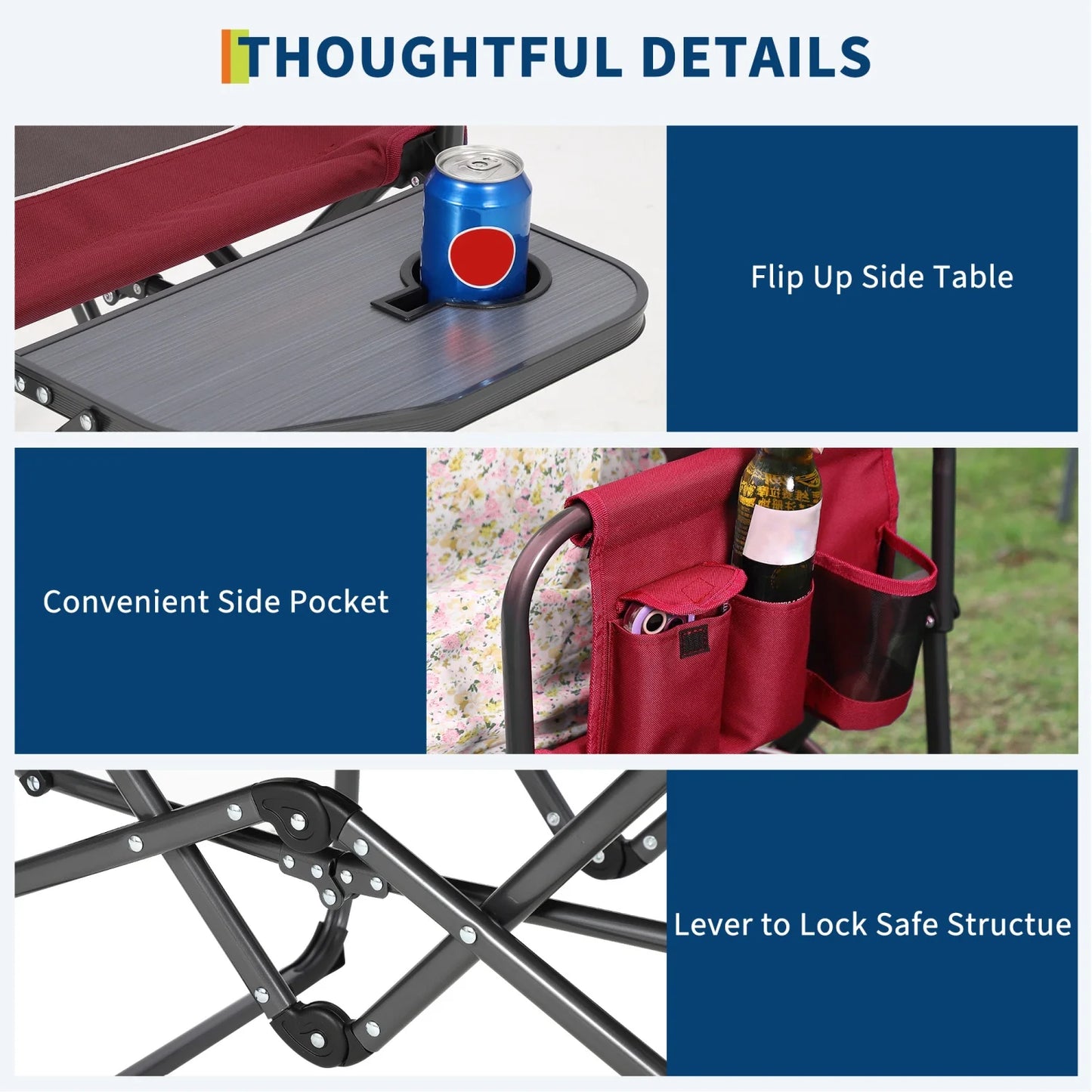 HiMISS Heavy Duty Folding Directors Chair With Cup Holder And Side Table