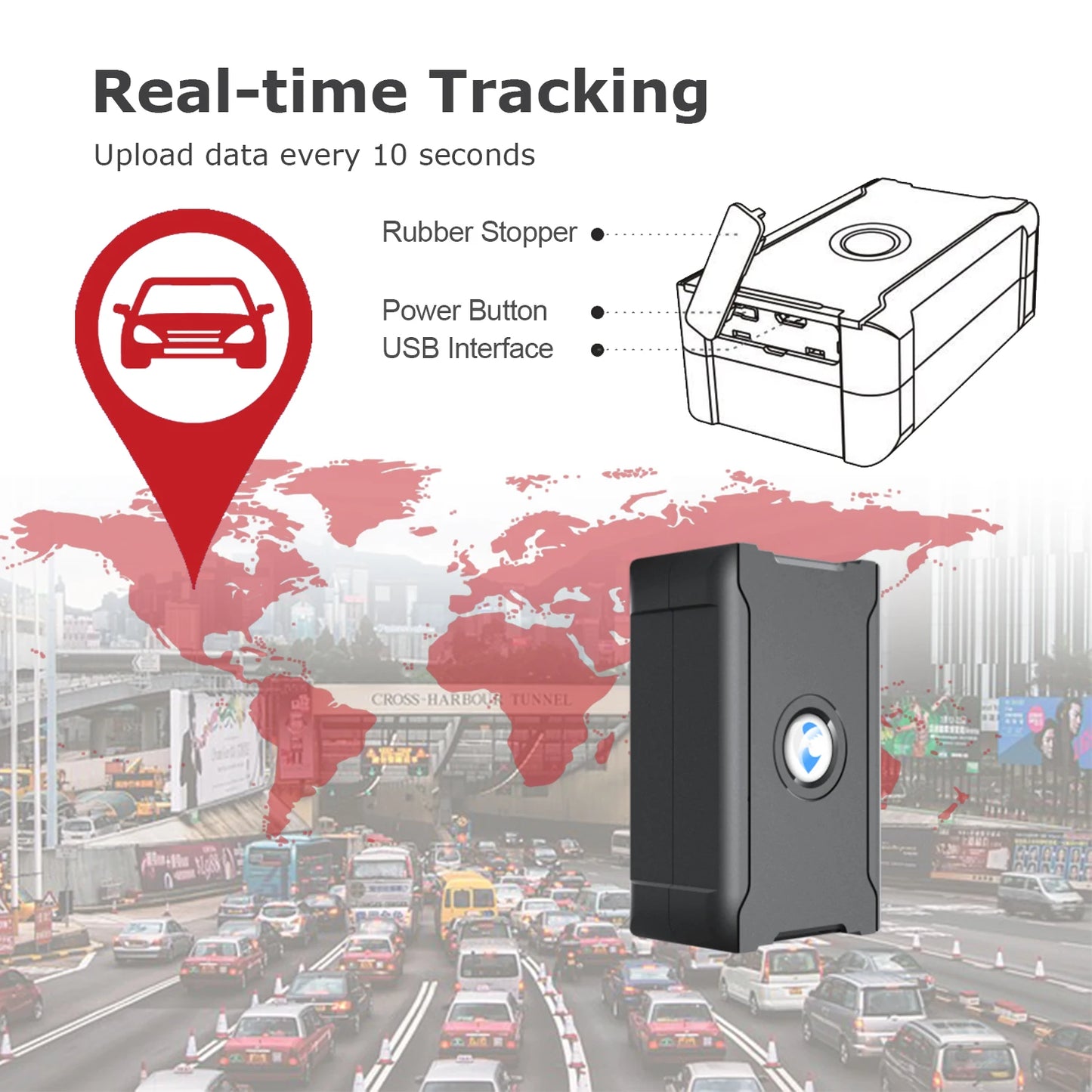 4G LTE GPS Tracker for Vehicles and Motorcycles with 6000mAh