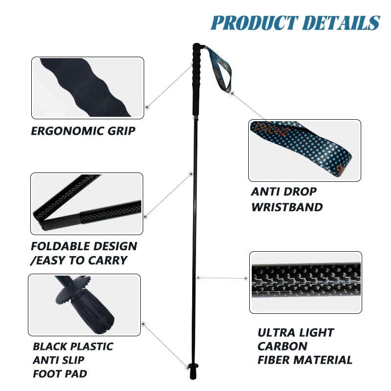 OKHEALING T800 Carbon Fiber Trekking Poles Lightweight Collapsible