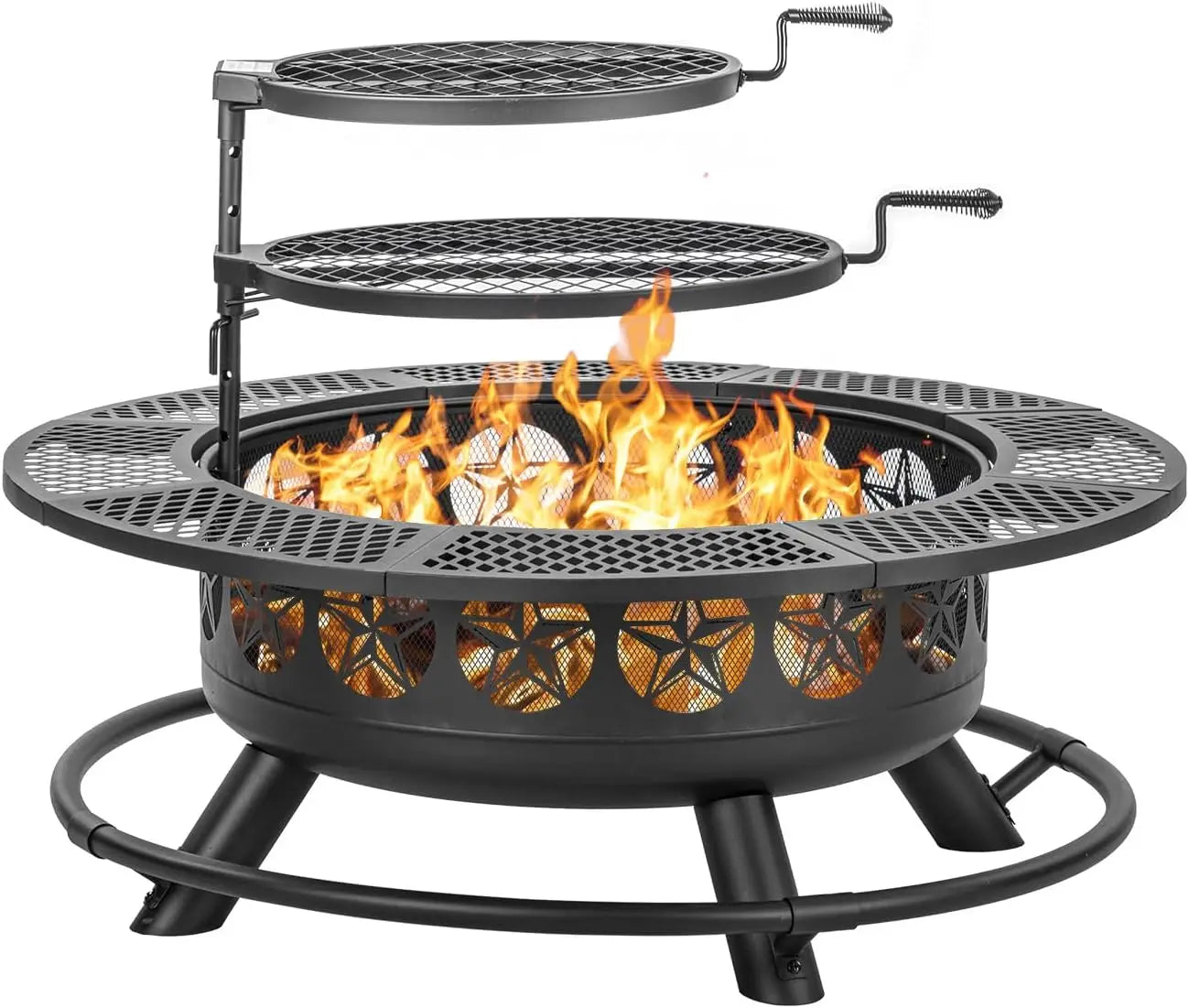 Verdeluxe Outdoor Fire Pit With Grills And Lid For Outdoors