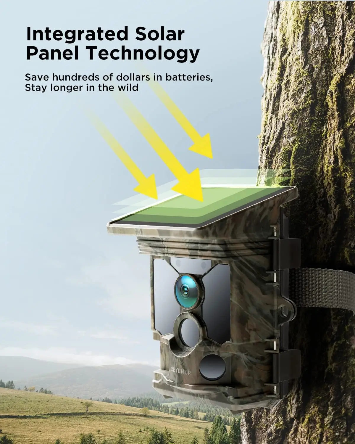 4K Solar Trail Camera With WiFi Night Vision Motion Activated