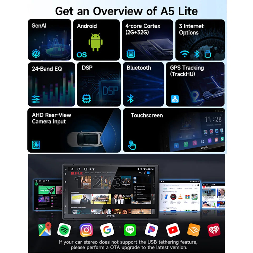 Atoto Android Car Multimedia Player With CarPlay Android Auto Bluetooth