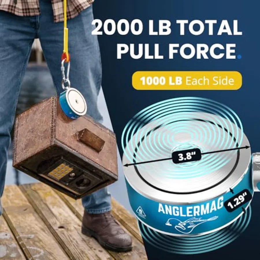 Magnet Fishing Kit 2000 Lbs Complete 10-Piece Set Includes Rope