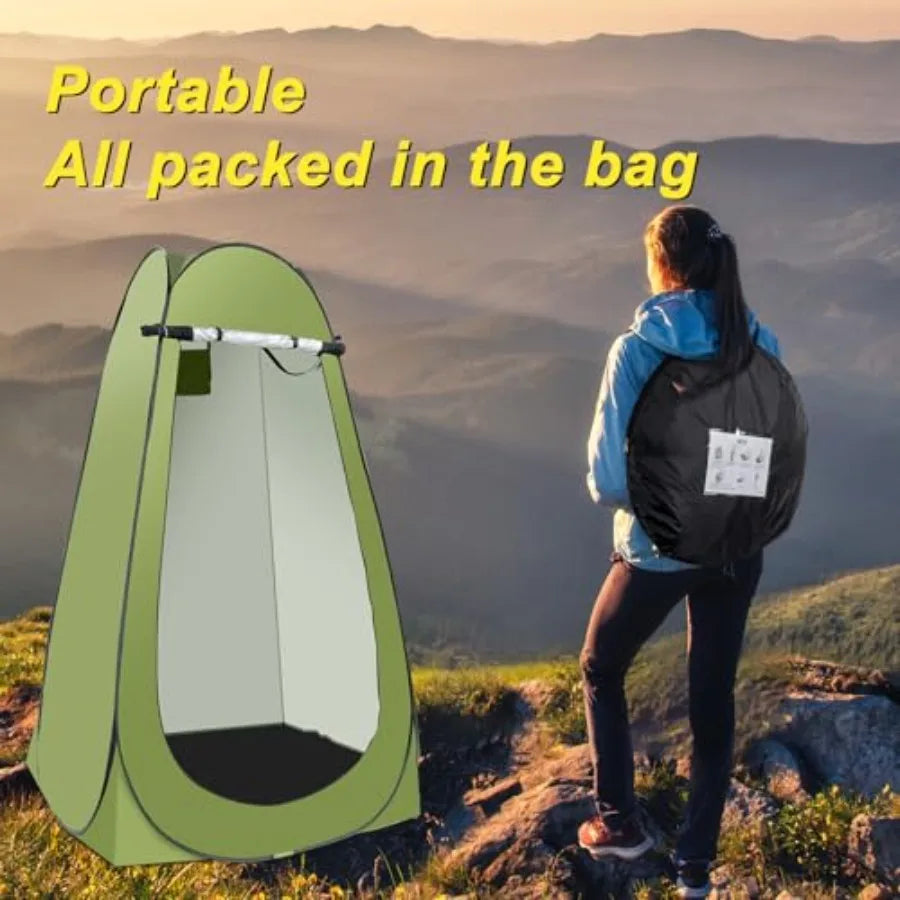 Portable Camping Privacy Shower Tent Kit With 5 Gallon Shower Bag Nozzle Upgrade
