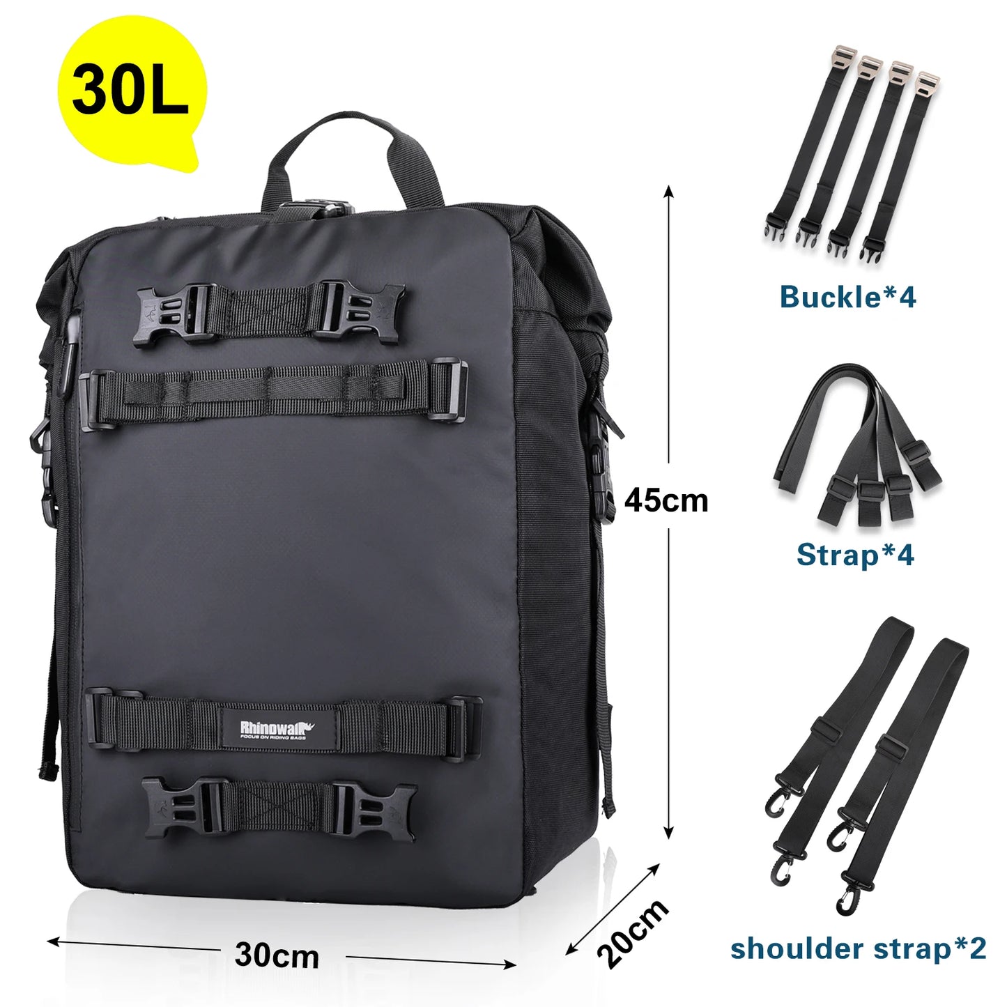 Rhinowalk Motorcycle Rear Seat Bag Waterproof Luggage Pack
